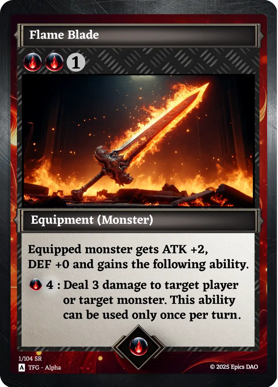 Flame Blade — Buidlers Guild Alpha card, The First Advocate series