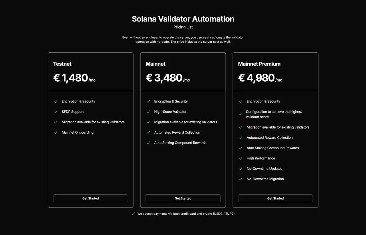 Validators Solutions Price