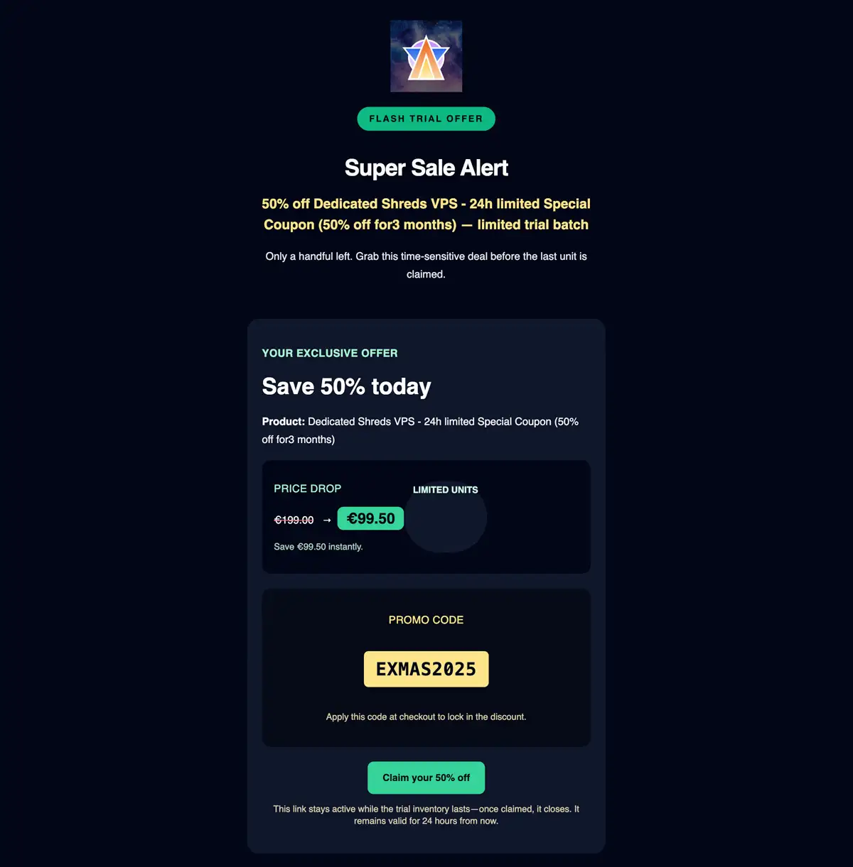 24-Hour Christmas Special Sale Email