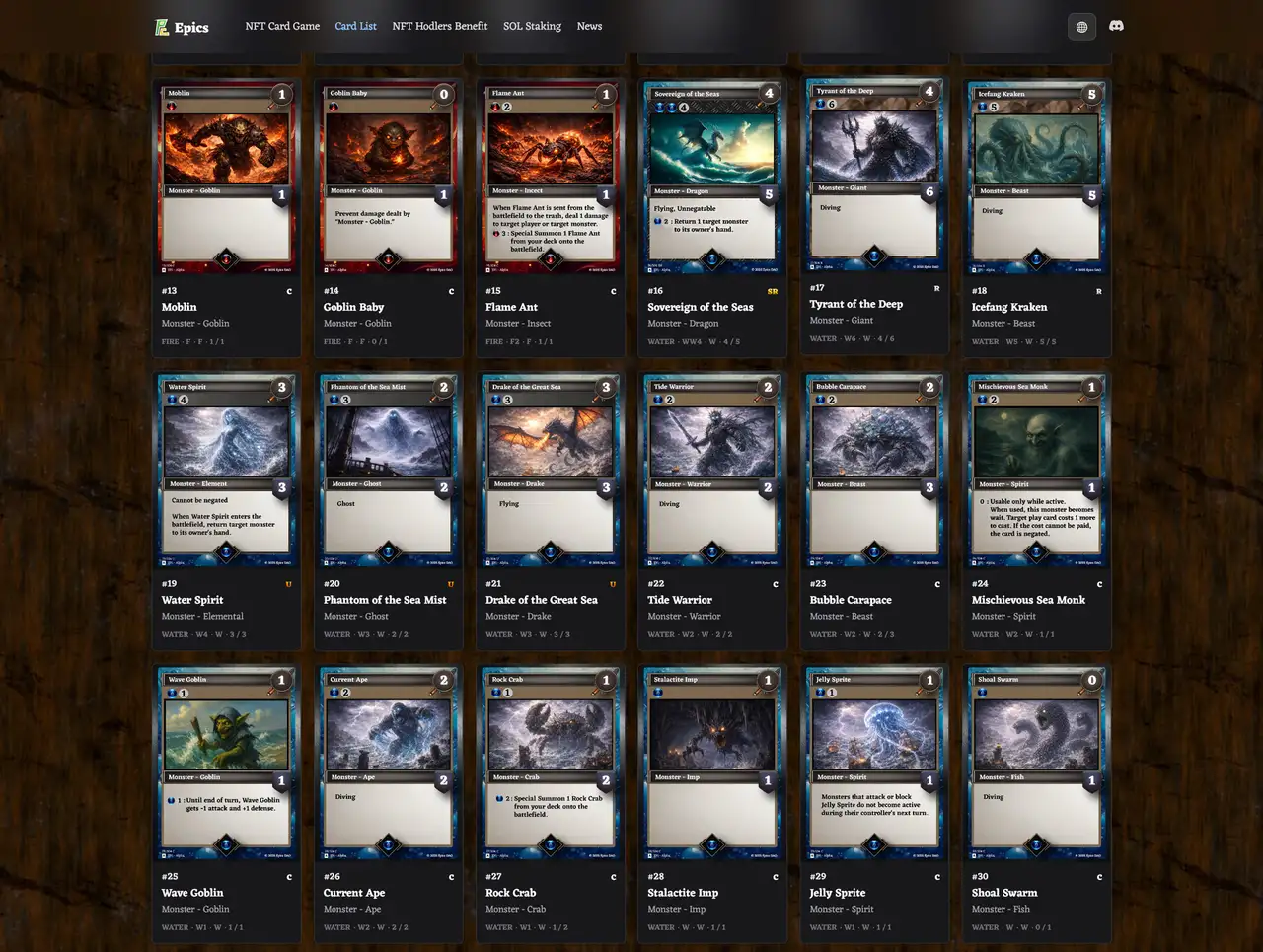 Buidlers Guild Water Monster Cards