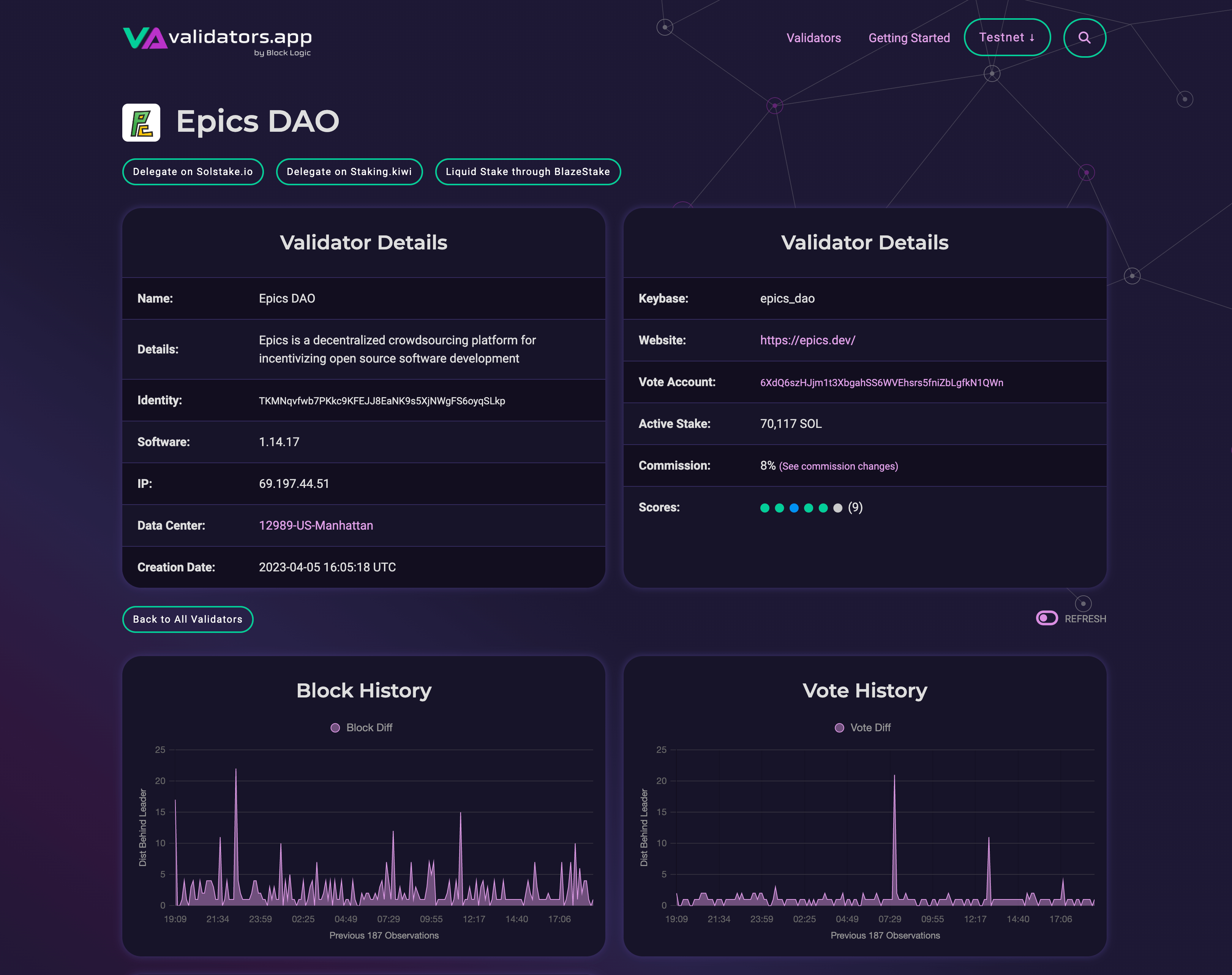 Epics - Solana Validator