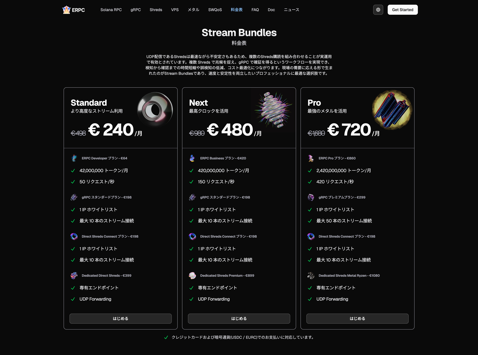 Stream Bundles 料金表